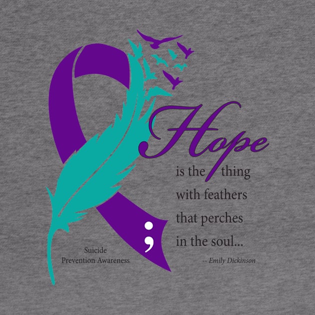 Suicide Hope Feather Ribbon, black type by Just Winging It Designs